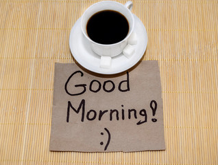 Cup of coffee and Good morning note