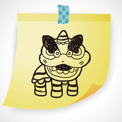 Chinese New Year; The dragon and lion dancing head doodle