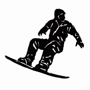 snowboarder man, vector grunge sketch