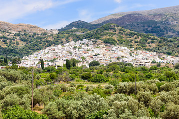 Fototapeta na wymiar Traditional Greek village in the mountains, Naxos island, Cyclades, Greece.