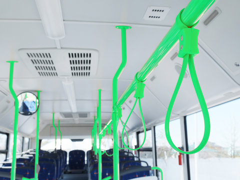 Handles for standing passenger inside a bus