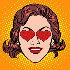 Retro Emoji love heart woman face