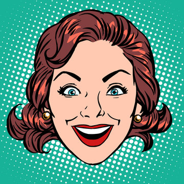 Retro Emoji smile joy woman face