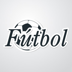 Icono plano futbol en balon sobre fondo degradado © teracreonte