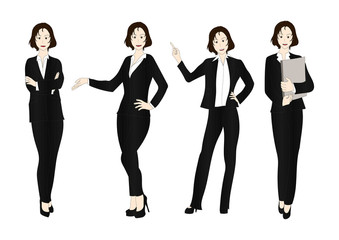 Fototapeta na wymiar Business Woman Color Full Body Illustration