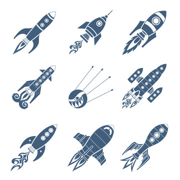 Black Rocket Icons Set