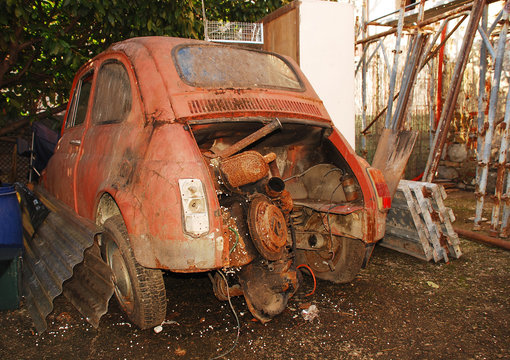 Wrecked Old Italian Car