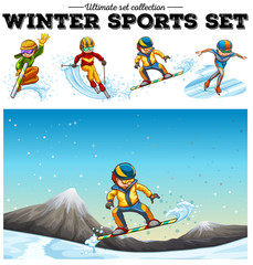 People playing winter sports