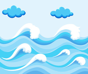 Fototapeta na wymiar Nature scene with big waves in the ocean