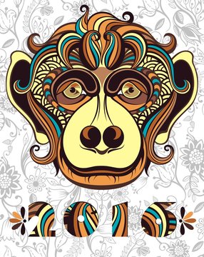 Vector illustration of a monkey 2016