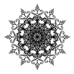 Ornament black white card with mandala.