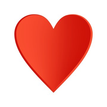 Red heart with a black contour on a white background