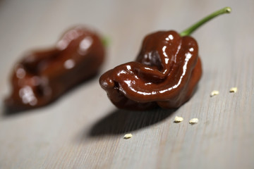 habanero chocolate on wooden background