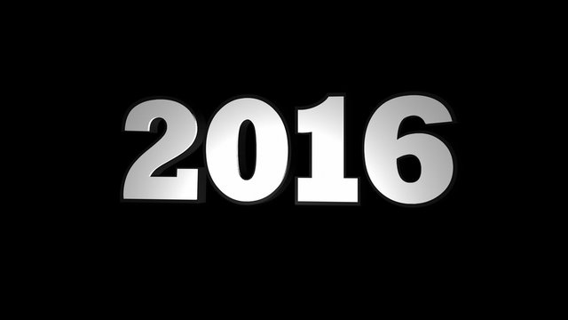 2016 New Year, ONLY Text, with Alpha Channel, Zoom IN / OUT, Rotation, Loop, 4k
