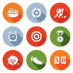 Curling Icons Set. Vector Illustration.
