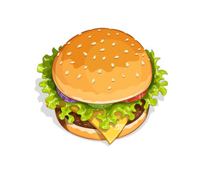 Hamburger. Eps10 vector illustration. Isolated on white
