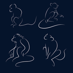 Obraz na płótnie Canvas sketch monkey set vector