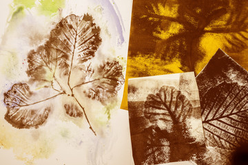 artistic image - imprints of leaves - Graphics - monotype