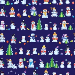 Behang Robot patroon, kleur, winter, nieuwjaar, kerstmis, sneeuwpop, winter, wintertijd, vector, geïsoleerd, grafiek, symbool, decoratief, illustratie