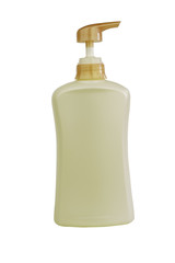 Blank side of plastic lotion bottle isolate on white background