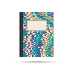Notebook with marbled paper cover and blank label, eps10 vector