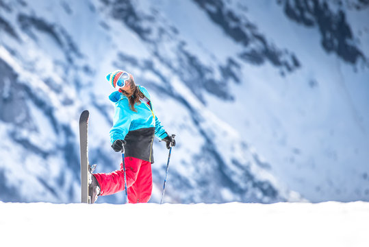 Woman in ski zone