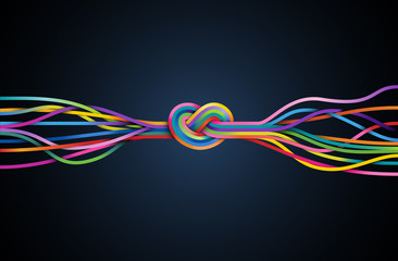 Colorful lines with knot, eps10 vector - obrazy, fototapety, plakaty