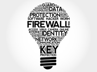 FIREWALL bulb word cloud, business concept