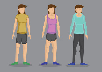 Women in Sporty Outfit Vector Cartoon Character Illustration