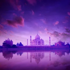 Crédence de cuisine en verre imprimé Inde Taj Mahal Agra Inde au crépuscule