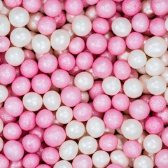 pink and white sugar pearls