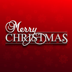 Merry Christmas message and red background with snowflakes.