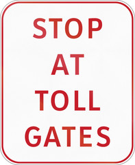 Road sign in the Philippines - Stop at Toll Gates