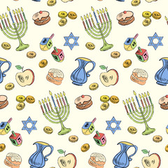 Hanukkah seamless pattern