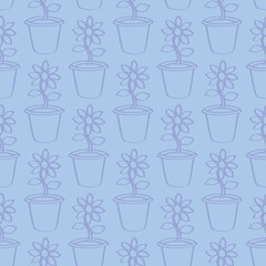 Seamless Outlined Cartoon Sunflower Background