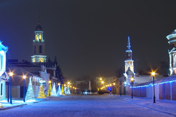 KOLOMNA, RUSSIA - January, 2015: View of the city with New Year