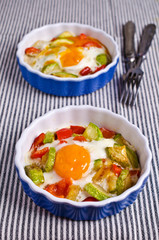 Fried eggs with vegetables