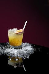 Caipirinha with passion fruit and ice