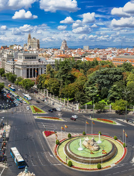 Cibeles fountain at Plaza de Cibeles in Madrid