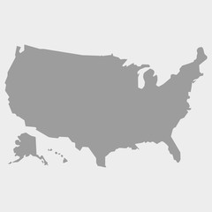 Map of the USA in gray on a white background