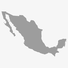 Fototapeta na wymiar Map of Mexico in gray on a white background