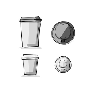 Take Away Coffee Cup, Sketch For Your Design