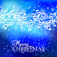 Merry Christmas. Christmas frame on snow Background. Vector illu