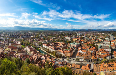 Fototapeta premium Aerial view of Ljubljana in Slovenia