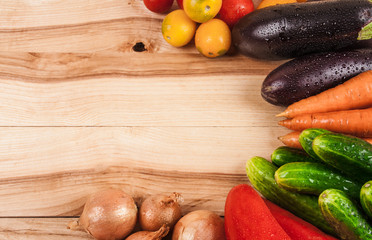 fresh vegetables on a wooden background