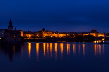 Fototapeta na wymiar Morning on the Embankment of the Vltava River
