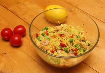 Spanish paella with seafood