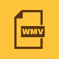 The WMV icon. Video file format symbol. Flat