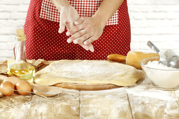 woman hands and kitchen decoration 