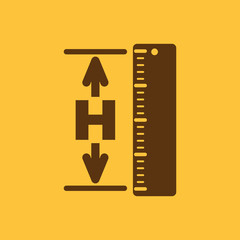 The height icon. Altitude, elevation, level, hgt symbol. Flat